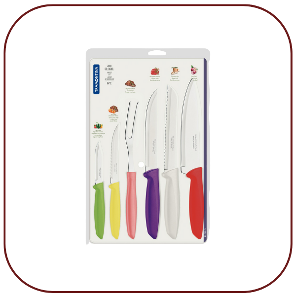 JOGO FACAS TRAMONTINA 6 PC COLORIDO