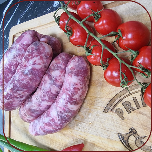 Linguica de porco , whisk, gorgonzola & damasco ( KG)